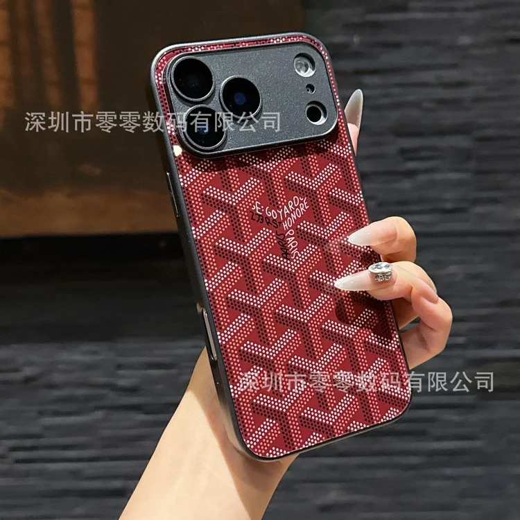 Trendy brand dog tooth suitable for Apple 17Promax mobile phone case Apple 16 Pro glass comes with lens film protective cover