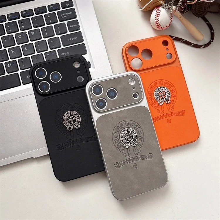 Chrome Hearts Trendy brand leather Croix heart suitable for Apple i Phone 16 to 17 series 