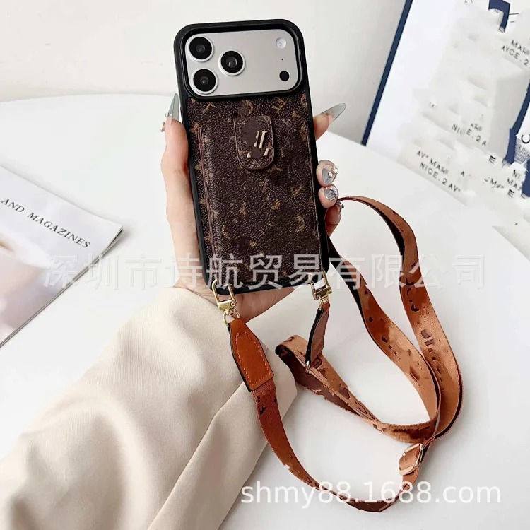 Louis Vuitton Crossbody card holder Apple 17promax mobile phone case classic ihone17air trendy brand Presbyopia 16 fashionable men and women