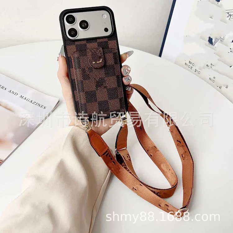 Louis Vuitton Crossbody card holder Apple 17promax mobile phone case classic ihone17air trendy brand Presbyopia 16 fashionable men and women