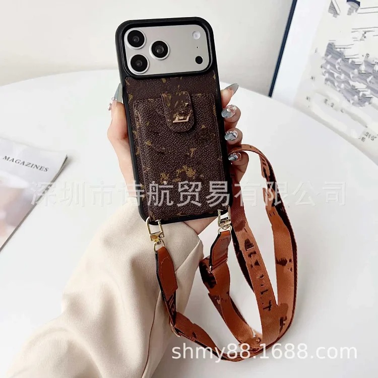 Louis Vuitton Crossbody card holder Apple 17promax mobile phone case classic ihone17air trendy brand Presbyopia 16 fashionable men and women