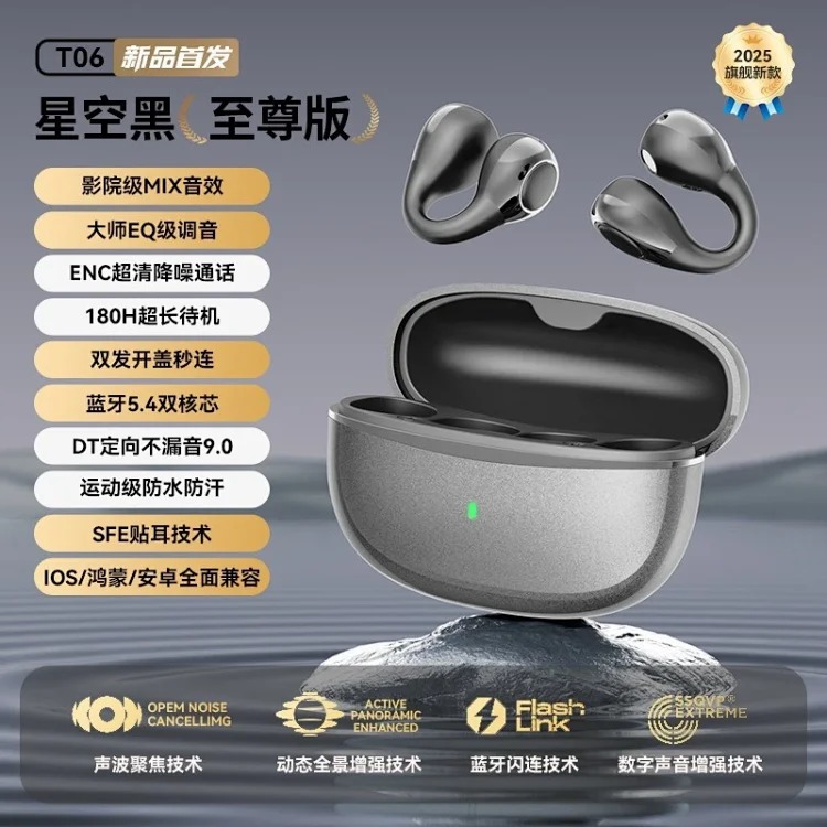 Cross-border new Bluetooth headset clip-on long-lasting wireless headset suitable for Huawei high-quality T06 headset factory
