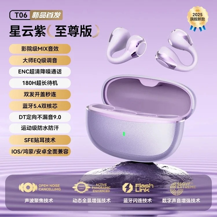 Cross-border new Bluetooth headset clip-on long-lasting wireless headset suitable for Huawei high-quality T06 headset factory