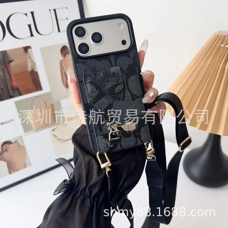 Classic retro mobile phone case suitable for Apple, Samsung and other models, unisex mobile phone protective cover with lanyard, portable image 4