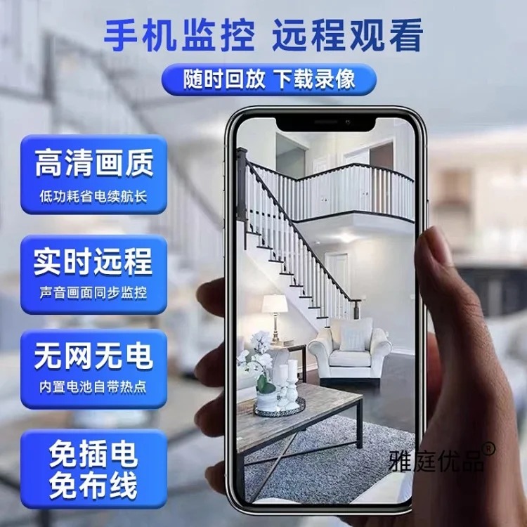 Wireless surveillance camera, home wifi, can be connected to mobile phone, 360-degree remote, no dead angle, no plug-in, indoor cat eye