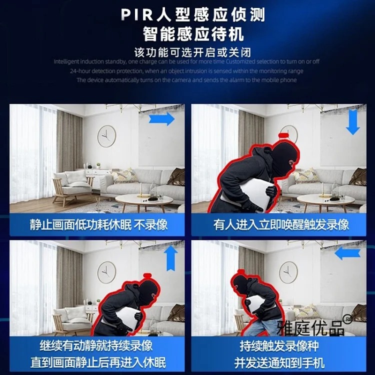 Wireless surveillance camera, home wifi, can be connected to mobile phone, 360-degree remote, no dead angle, no plug-in, indoor cat eye