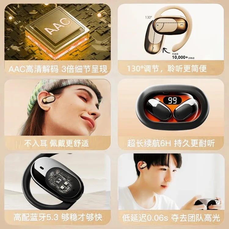 Cross-border foreign trade popular OWS wireless Bluetooth headset, long battery life, sports noise reduction, ear-mounted smart true wireless headset
