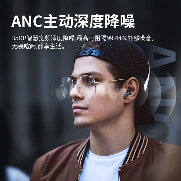 Cross-border new full-color touch screen ANC noise-cancelling Bluetooth headset in-ear translation headset source factory