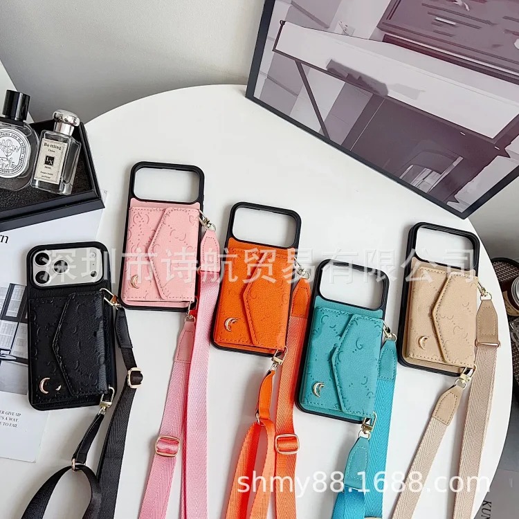 Diagonal card holder Apple 17pro max mobile phone case classic ihone17air trendy fashion anti-fall protective case