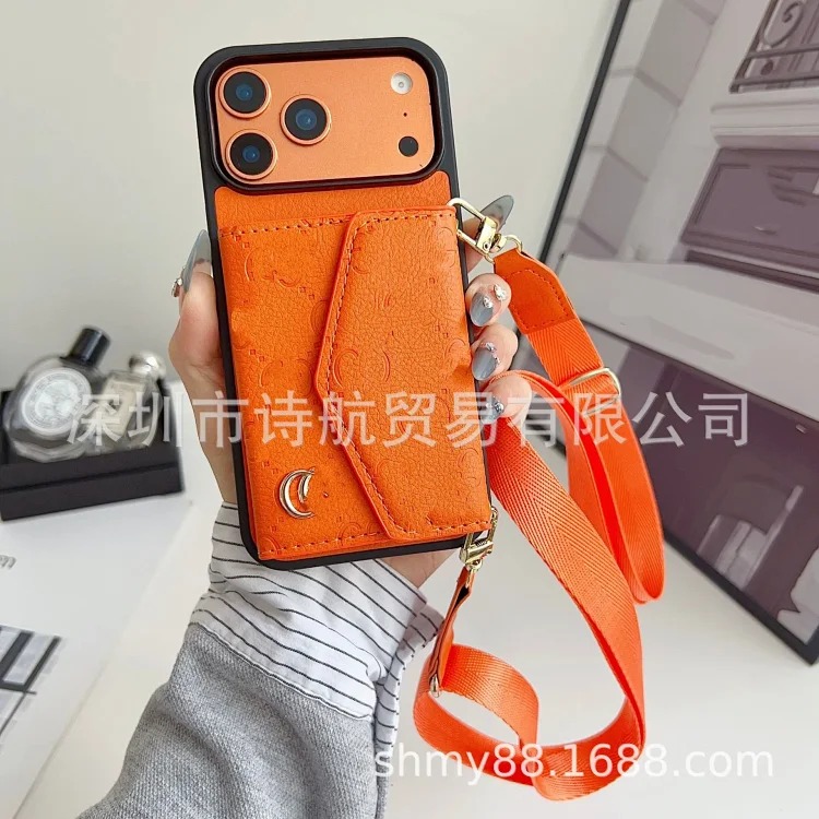 Diagonal card holder Apple 17pro max mobile phone case classic ihone17air trendy fashion anti-fall protective case