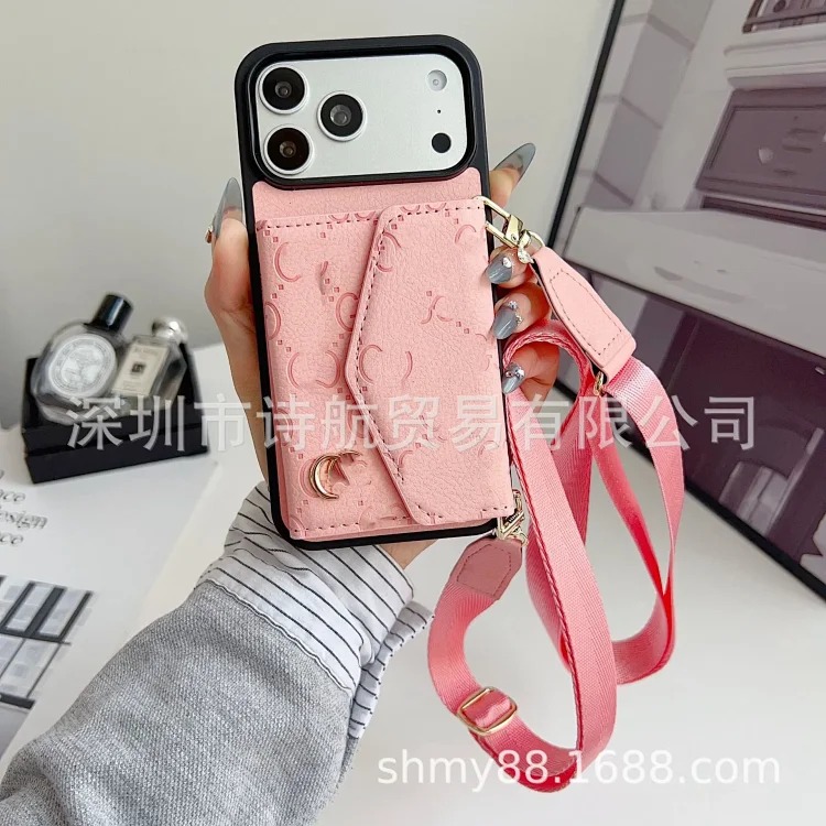 Diagonal card holder Apple 17pro max mobile phone case classic ihone17air trendy fashion anti-fall protective case