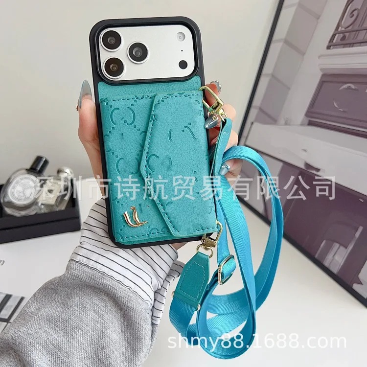 Diagonal card holder Apple 17pro max mobile phone case classic ihone17air trendy fashion anti-fall protective case