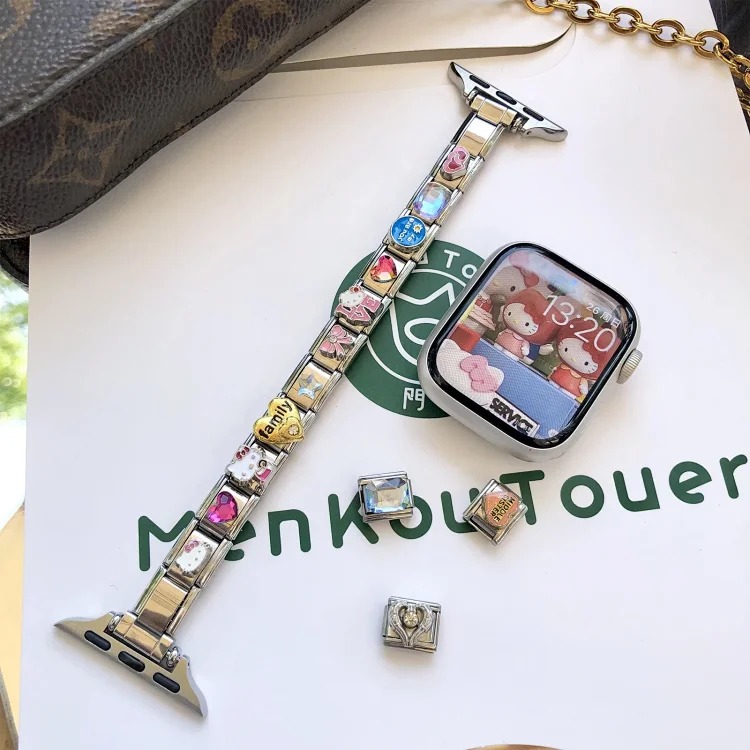 Suitable for iwatchs11/10/9/8/SE watch strap KT cat cartoon module bracelet splicing DIY wrist strap