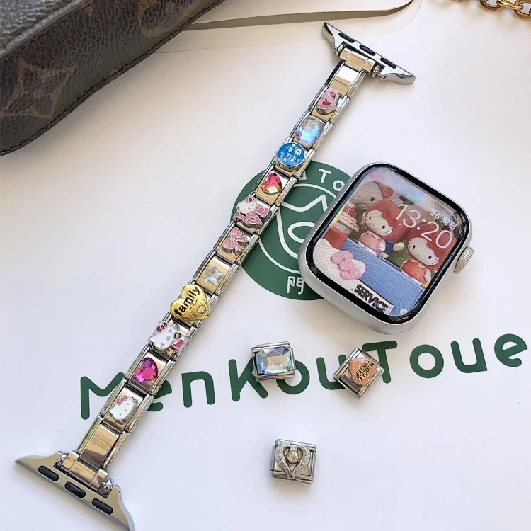 Suitable for iwatchs11/10/9/8/SE watch strap KT cat cartoon module bracelet splicing DIY wrist strap