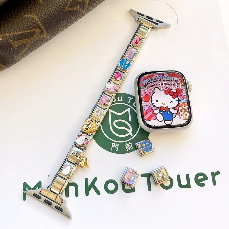 Suitable for iwatchs11/10/9/8/SE watch strap KT cat cartoon module bracelet splicing DIY wrist strap