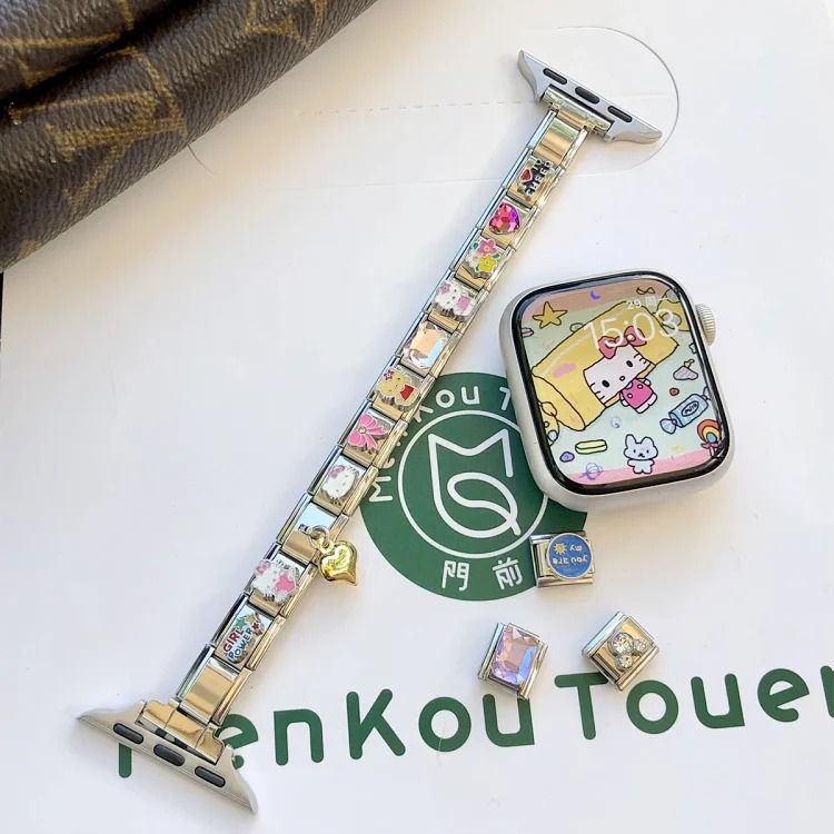 Suitable for iwatchs11/10/9/8/SE watch strap KT cat cartoon module bracelet splicing DIY wrist strap