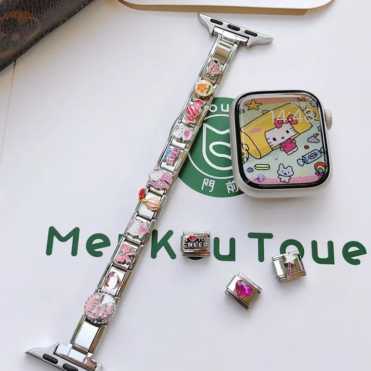 Suitable for iwatchs11/10/9/8/SE watch strap KT cat cartoon module bracelet splicing DIY wrist strap