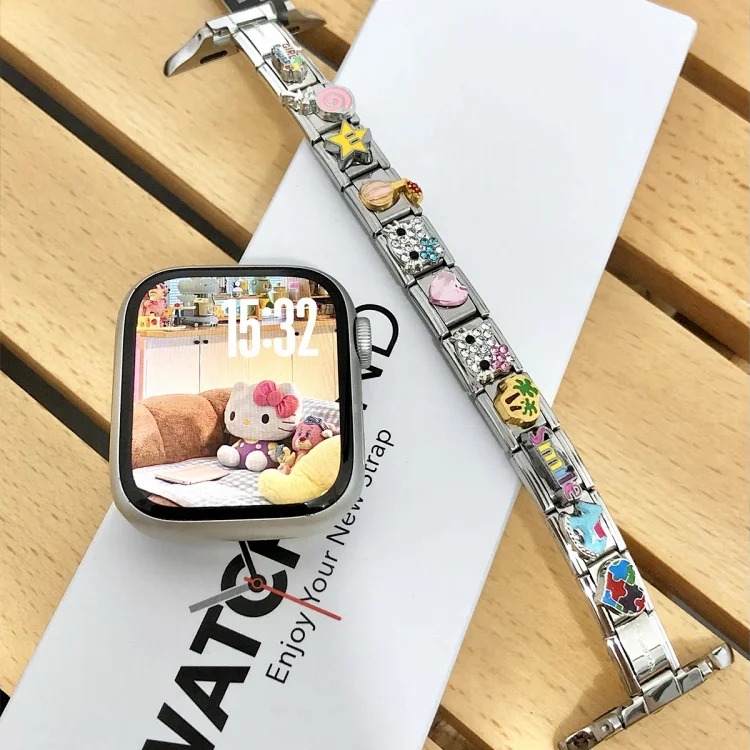 Suitable for iwatchs11/10/9/8/SE watch strap KT cat cartoon module bracelet splicing DIY wrist strap