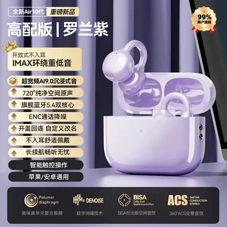 New private model clip-on wireless Bluetooth headset that does not fit in the ear, super long battery life, clip-on gaming, sports music, popular style