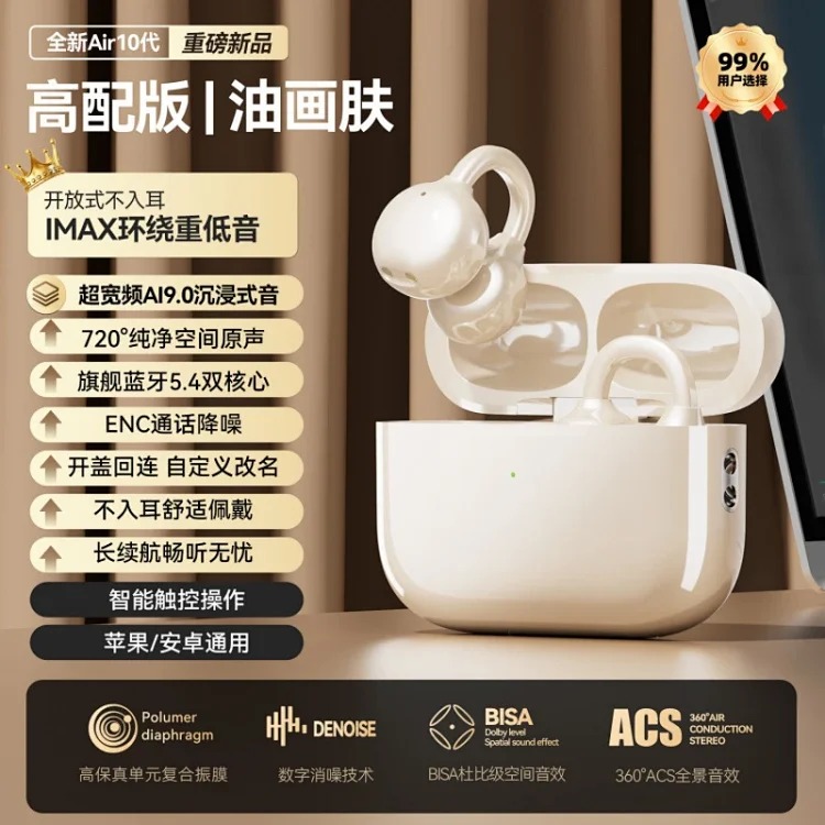 New private model clip-on wireless Bluetooth headset that does not fit in the ear, super long battery life, clip-on gaming, sports music, popular style