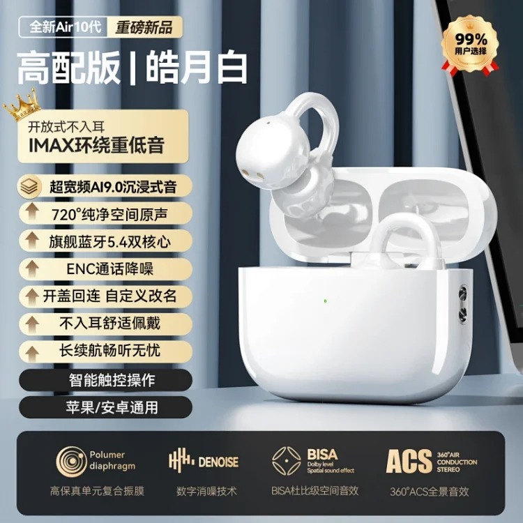 New private model clip-on wireless Bluetooth headset that does not fit in the ear, super long battery life, clip-on gaming, sports music, popular style