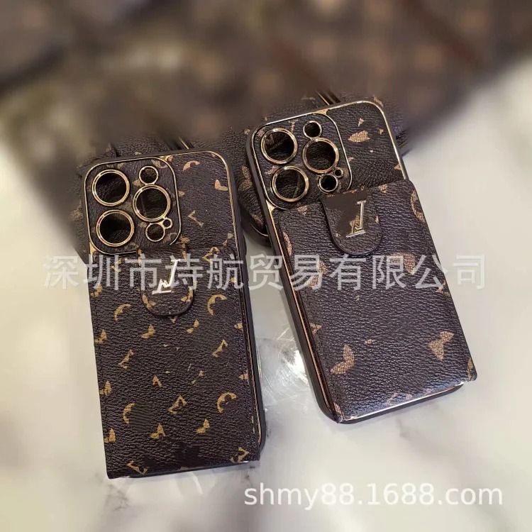 Trendy brand luxury fine hole suitable for Apple 16promax mobile phone case ihone13 leathe
