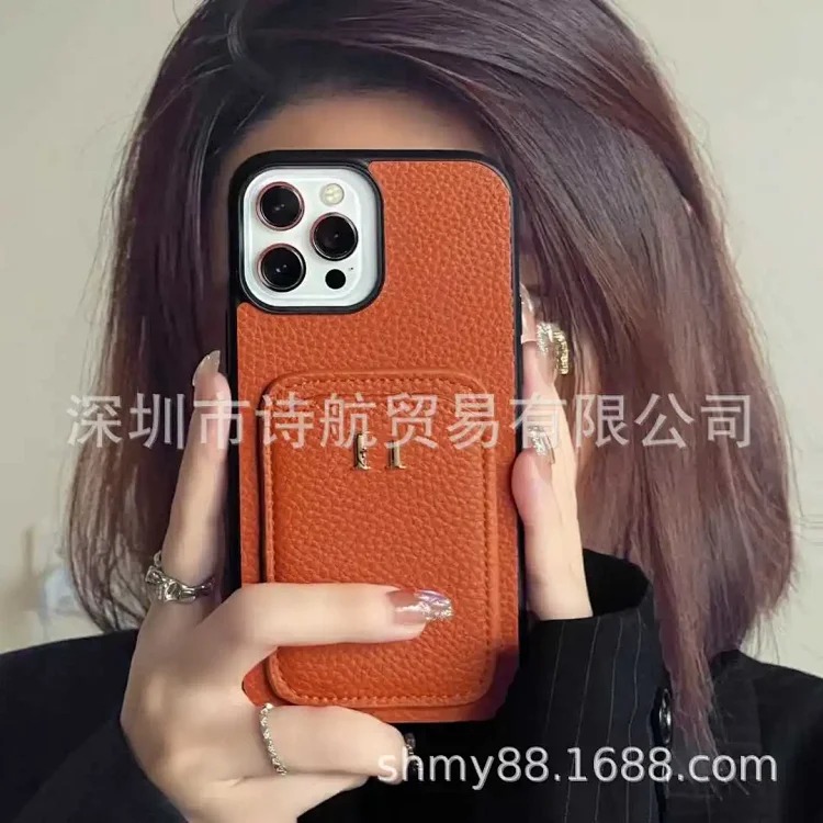Foreign trade high-end simple card holder mobile phone case suitable for ihone16promax Apple all-inclusive anti-fall protective cover