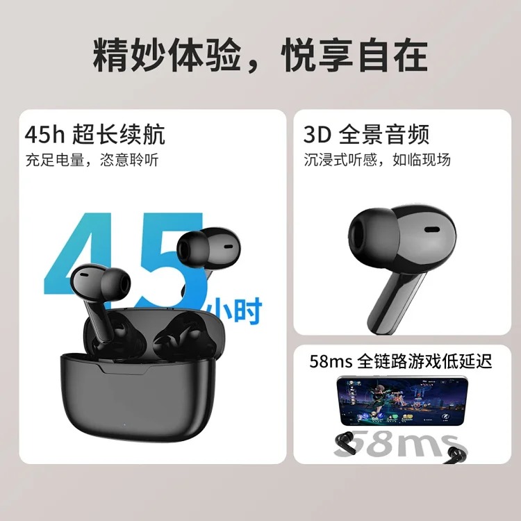 New private model wireless Bluetooth headset, active noise reduction, in-ear, large capacity, large battery, ultra-long battery life Bluetooth headset