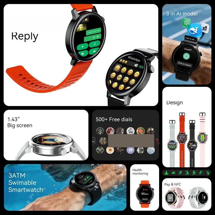 [Cross-border Hot Style] Large Screen Disc Smart Watch Bluetooth Call Health Monitoring Heart Rate WhatsApp Reply