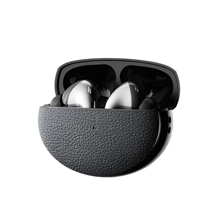 Cross-border foreign trade popular leather texture wireless Bluetooth headset active noise reduction long battery life bilateral stereo TWS headset