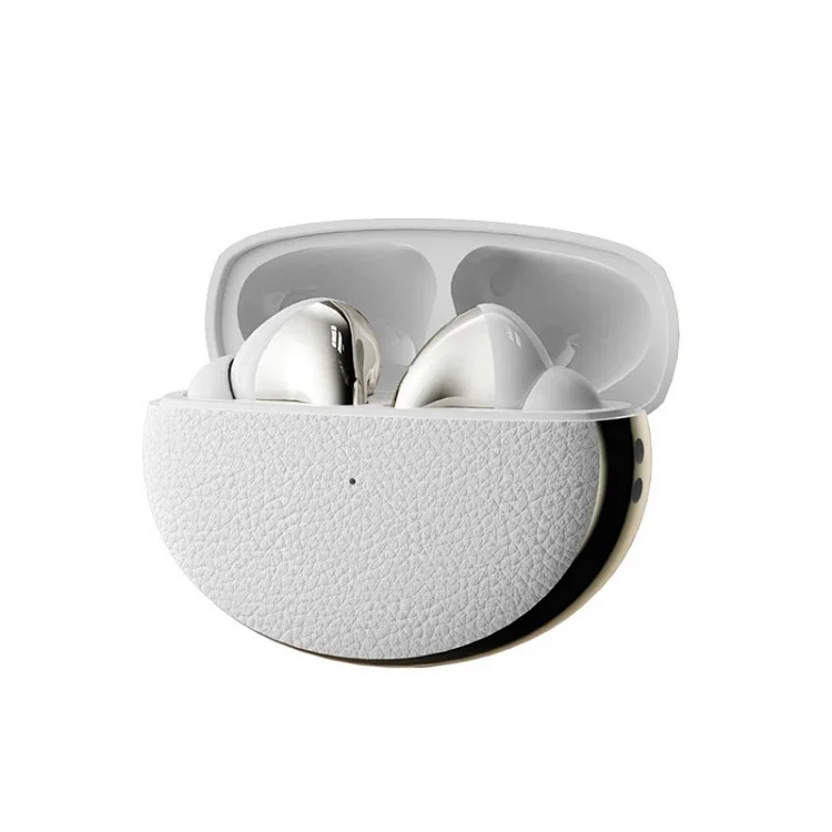 Cross-border foreign trade popular leather texture wireless Bluetooth headset active noise reduction long battery life bilateral stereo TWS headset