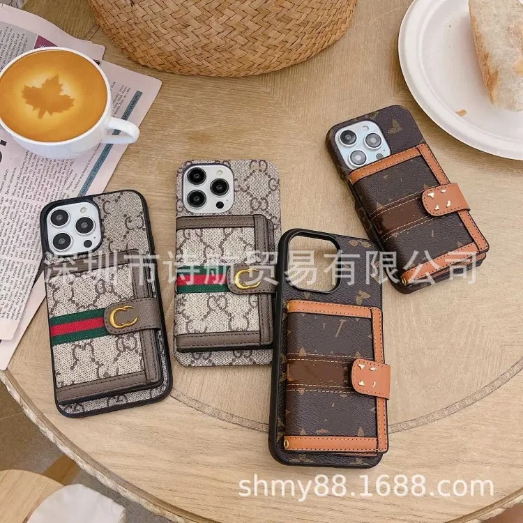 Suitable for European and American trendy brand ihone16 mobile phone case that can insert card 15promax Apple new anti-fall protective cover