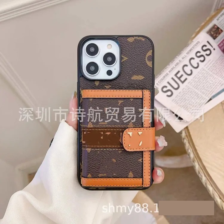 Suitable for European and American trendy brand ihone16 mobile phone case that can insert card 15promax Apple new anti-fall protective cover