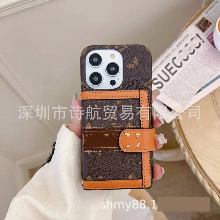 Suitable for European and American trendy brand ihone16 mobile phone case that can insert card 15promax Apple new anti-fall protective cover