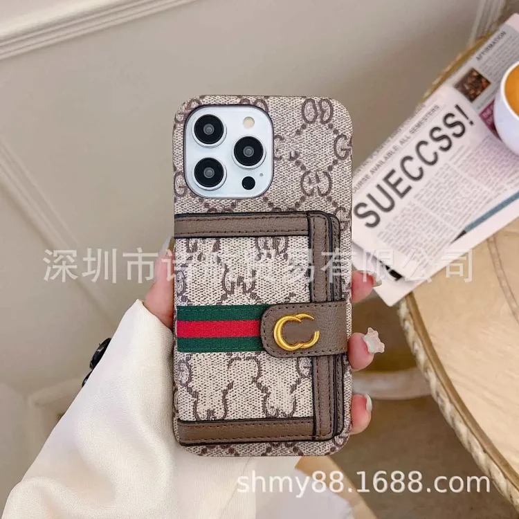 Suitable for European and American trendy brand ihone16 mobile phone case that can insert card 15promax Apple new anti-fall protective cover