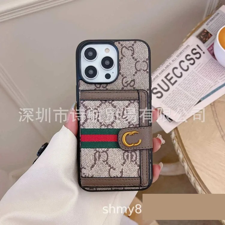 Suitable for European and American trendy brand ihone16 mobile phone case that can insert card 15promax Apple new anti-fall protective cover