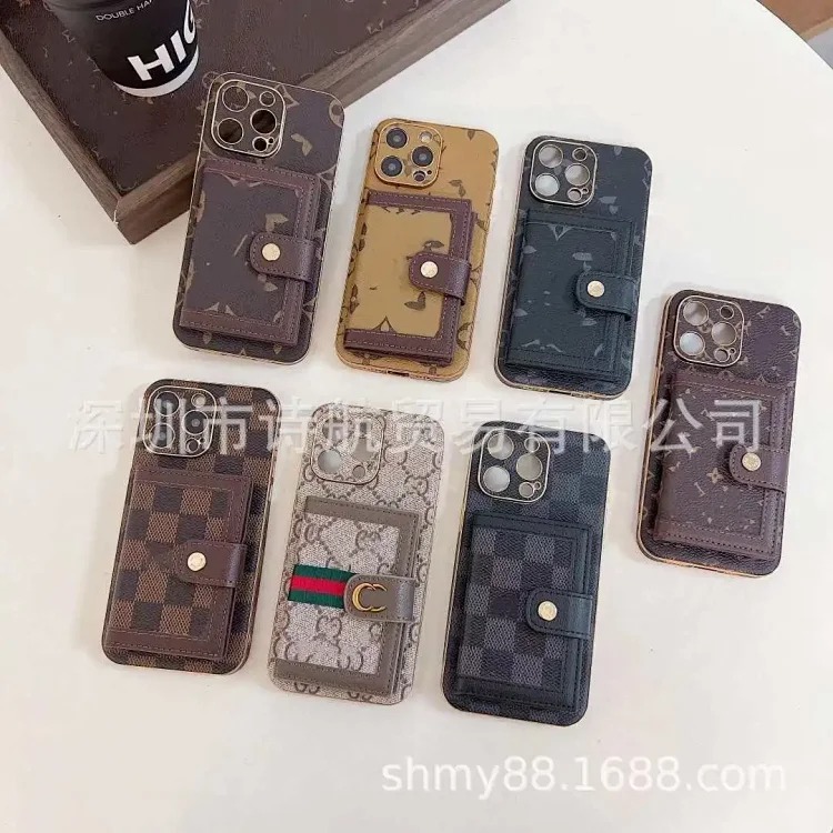 iphone17ROMAX mobile phone case multi-function plug-in card Apple 16pro protective cover leather light luxury anti-fall