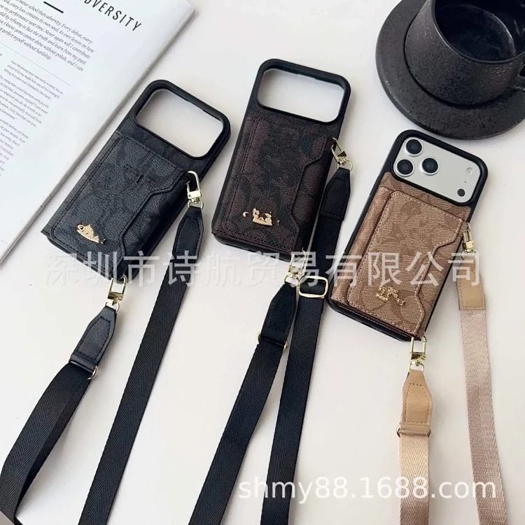 Big brand plug-in card suitable for Apple 17promax mobile phone case lanyard diagonal span 16151413 anti-fall and wear-resistant protective cover