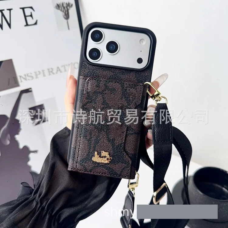 Big brand plug-in card suitable for Apple 17promax mobile phone case lanyard diagonal span 16151413 anti-fall and wear-resistant protective cover