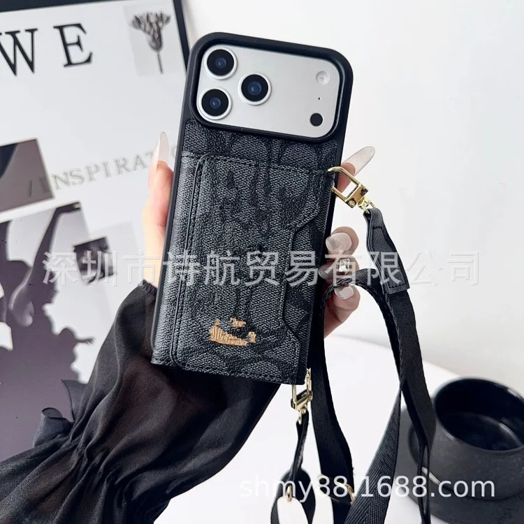 Big brand plug-in card suitable for Apple 17promax mobile phone case lanyard diagonal span 16151413 anti-fall and wear-resistant protective cover