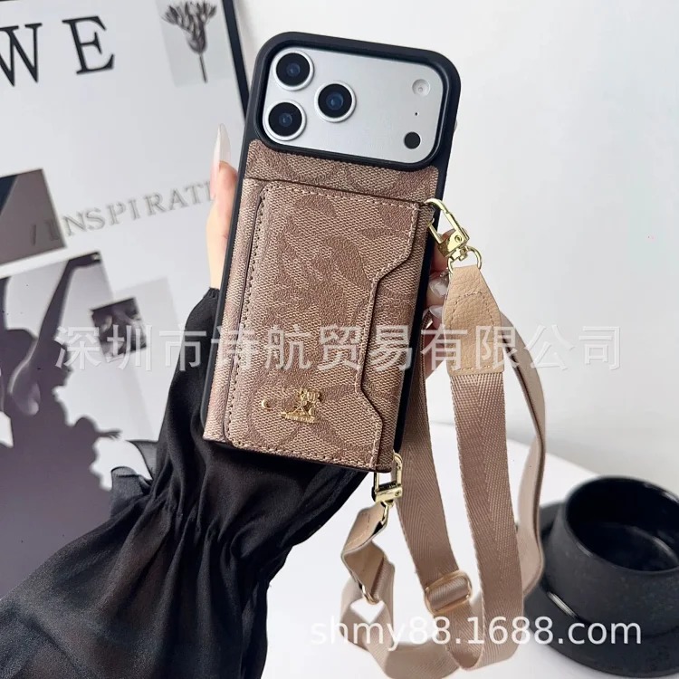 Big brand plug-in card suitable for Apple 17promax mobile phone case lanyard diagonal span 16151413 anti-fall and wear-resistant protective cover