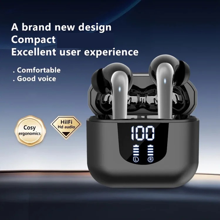 New cross-border digital display Bluetooth headset, true wireless binaural high-definition sound quality, in-ear craftsmanship, long battery life