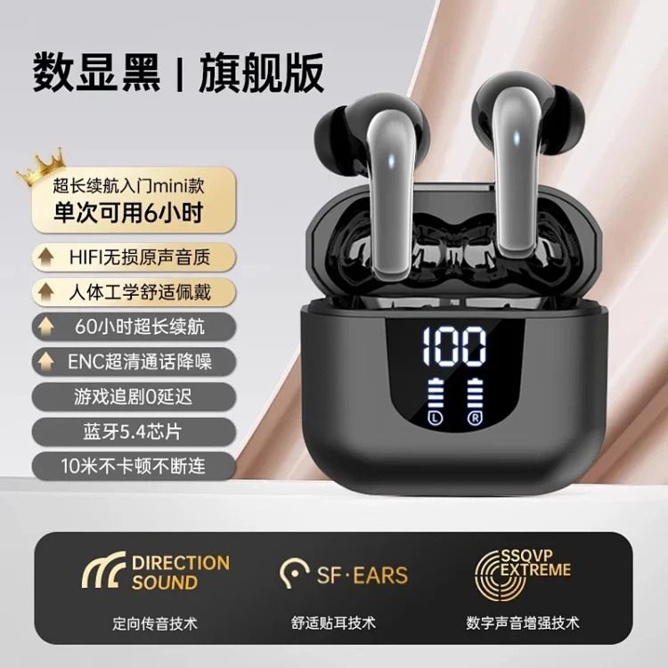 New cross-border digital display Bluetooth headset, true wireless binaural high-definition sound quality, in-ear craftsmanship, long battery life