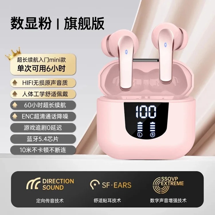 New cross-border digital display Bluetooth headset, true wireless binaural high-definition sound quality, in-ear craftsmanship, long battery life