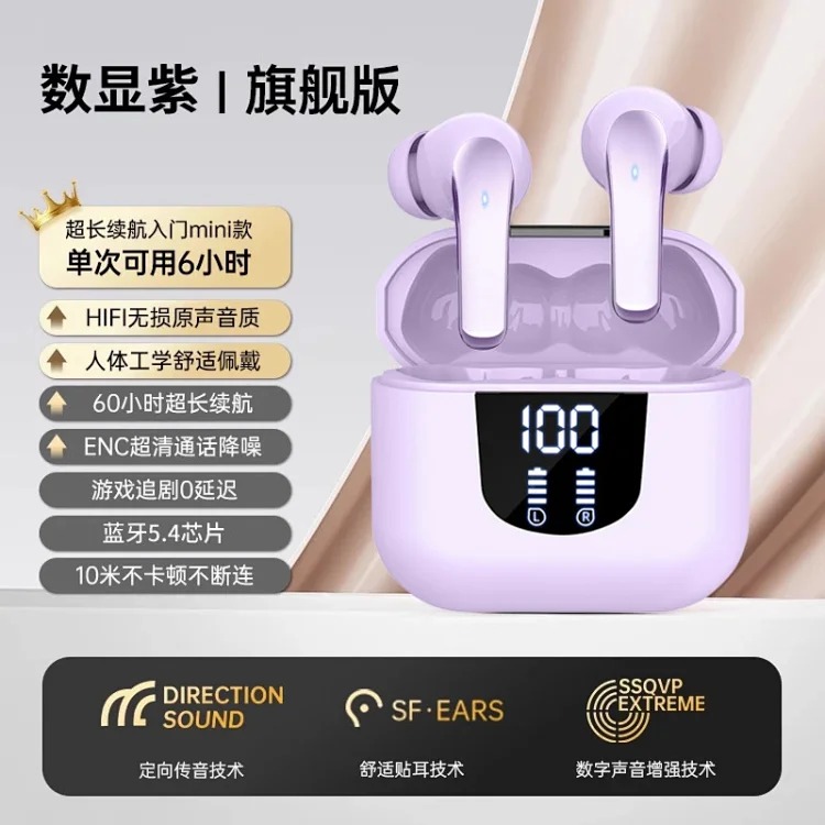 New cross-border digital display Bluetooth headset, true wireless binaural high-definition sound quality, in-ear craftsmanship, long battery life