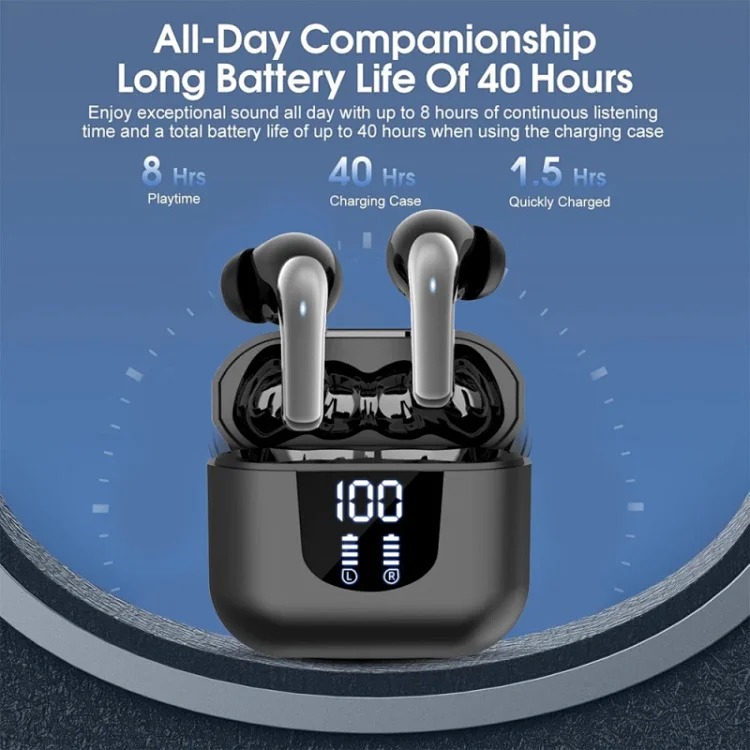 New cross-border digital display Bluetooth headset, true wireless binaural high-definition sound quality, in-ear craftsmanship, long battery life