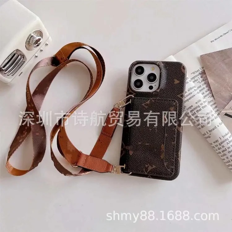 High-end sense suitable for ihone16promax mobile phone case crossbody card Apple protective case 14/13 anti-fall