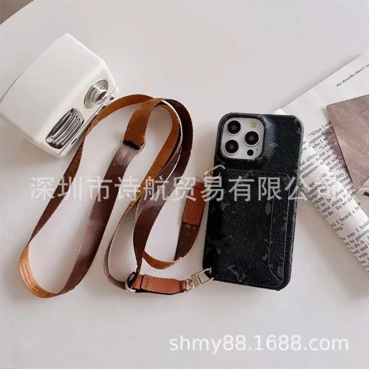 High-end sense suitable for ihone16promax mobile phone case crossbody card Apple protective case 14/13 anti-fall