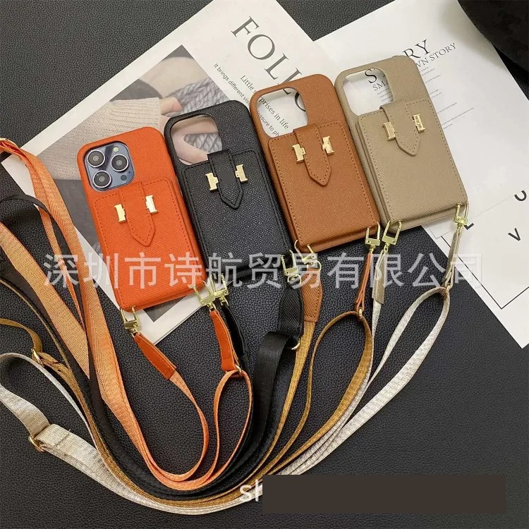All-inclusive suitable for 17 promax mobile phone case, diagonal plug-in card, Apple protective case, anti-lost lanyard, fashionable and simple 16