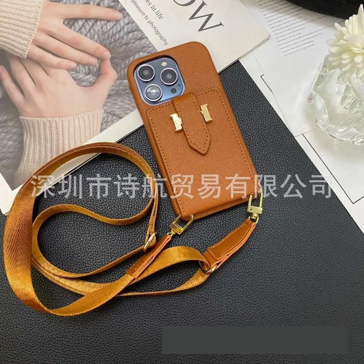 All-inclusive suitable for 17 promax mobile phone case, diagonal plug-in card, Apple protective case, anti-lost lanyard, fashionable and simple 16